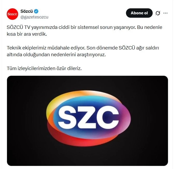 ÖZDİL: “SÖZCÜ TV’DE SORUNUN TEKNİK OLMADIĞINI DÜŞÜNÜYORUZ…” ÖZDİL: “SÖZCÜ TV’DE SORUNUN TEKNİK OLMADIĞINI DÜŞÜNÜYORUZ…”