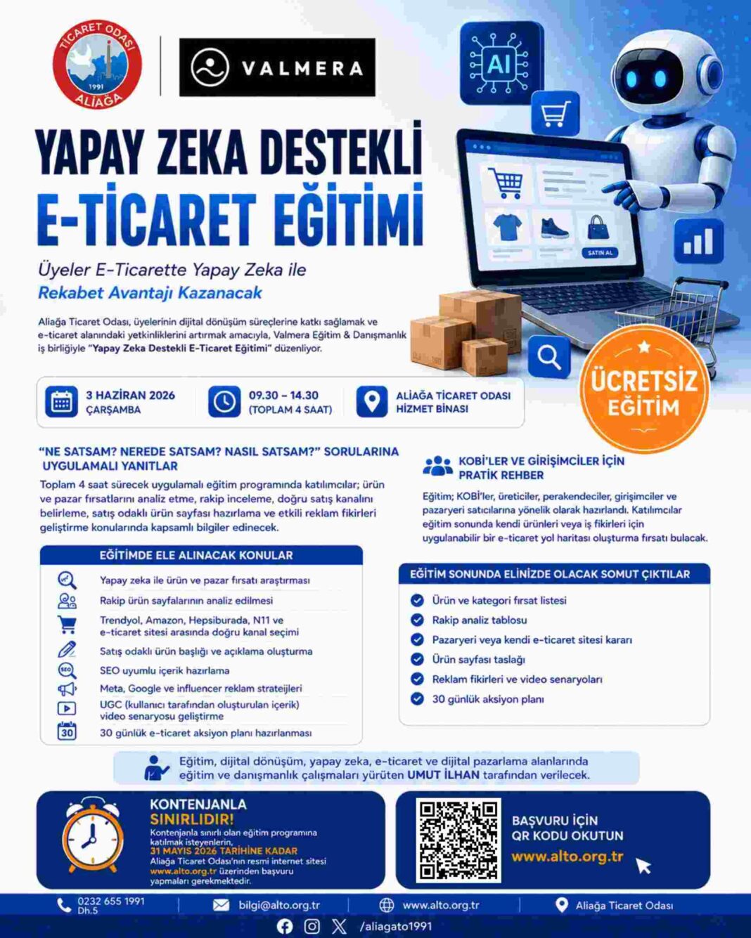 ALİAĞA TİCARET ODASI’NDAN YAPAY ZEKA DESTEKLİ E-TİCARET EĞİTİMİ… ALİAĞA TİCARET ODASI’NDAN YAPAY ZEKA DESTEKLİ E-TİCARET EĞİTİMİ…