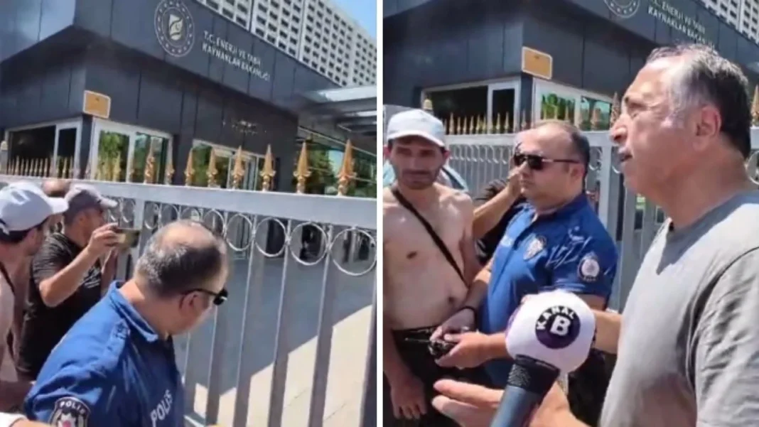 MADENCİLER POLİS ÇAĞIRDI, BAKANLIK ÖNÜNDE TUTANAK TUTULDU… MADENCİLER POLİS ÇAĞIRDI, BAKANLIK ÖNÜNDE TUTANAK TUTULDU…