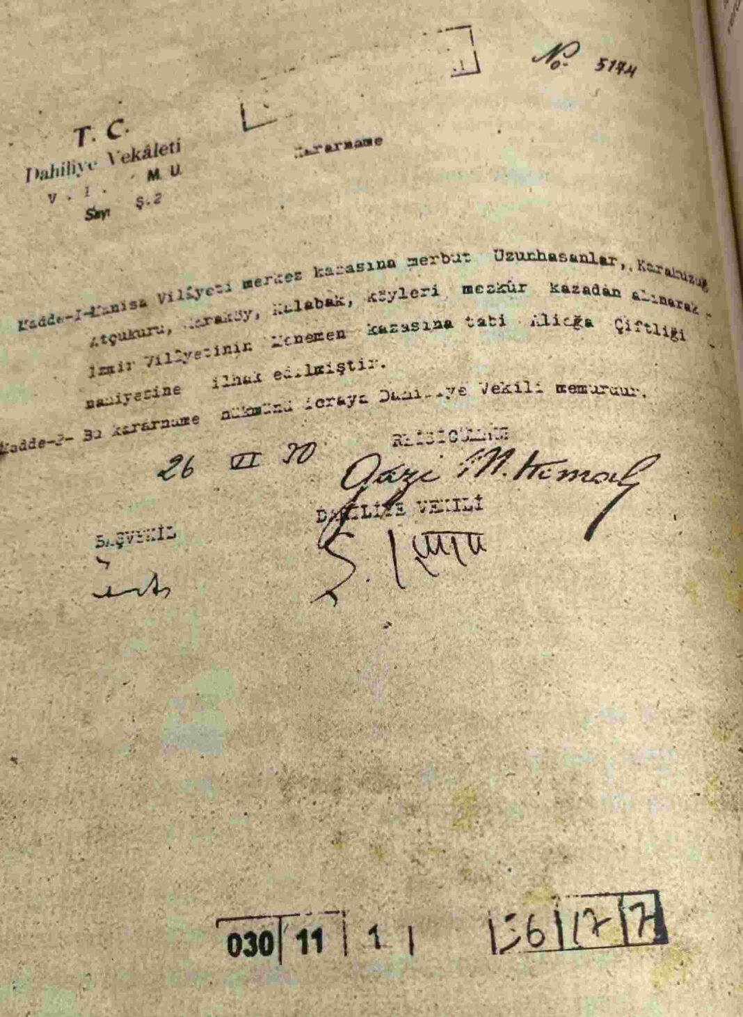MESUT GENÇ: “ALİAĞA ÇİFTLİĞİ NAHİYESİNE İLİŞKİN ATATÜRK İMZALI BELGE…” MESUT GENÇ: “ALİAĞA ÇİFTLİĞİ NAHİYESİNE İLİŞKİN ATATÜRK İMZALI BELGE…”